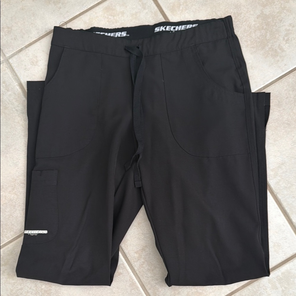 Skechers Black Drawstring Utility Scrub Pants